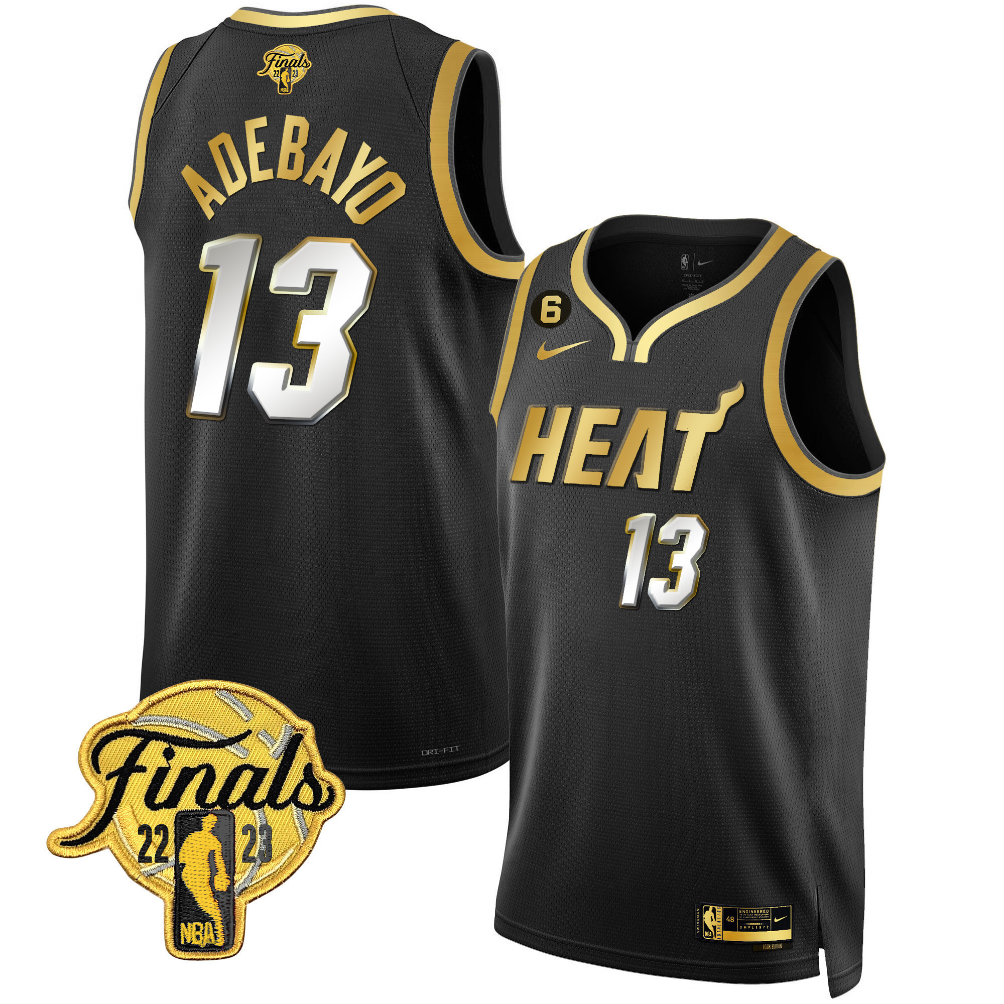 Bam Adebayo Men's Miami Heat Finals Patch Collection Black Limited Jersey - All Stitched