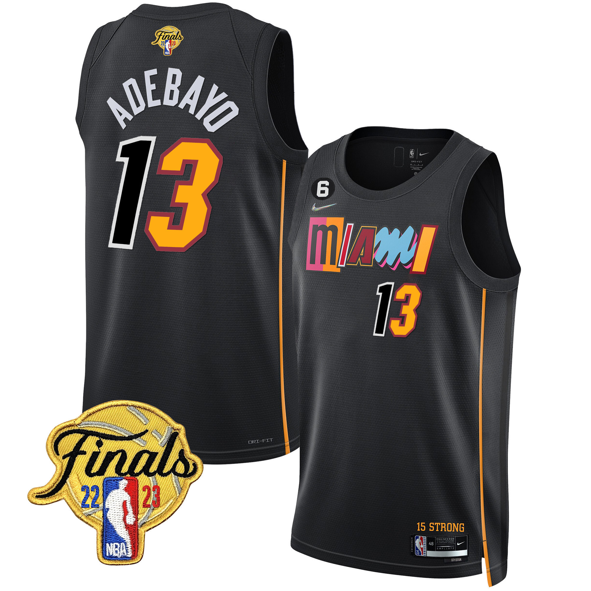 Bam Adebayo Men's Miami Heat Finals Patch Collection V2 City Black Jersey - All Stitched