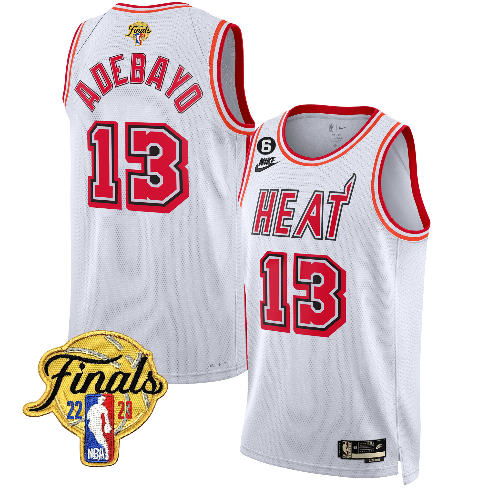 Bam Adebayo Men's Miami Heat Finals Patch Collection V4 Classic White Jersey - All Stitched