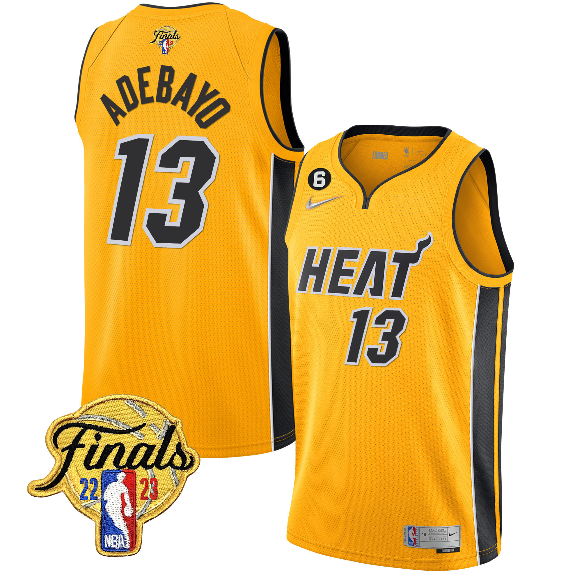Bam Adebayo Men's Miami Heat Finals Patch Collection V5 Gold Jersey - All Stitched