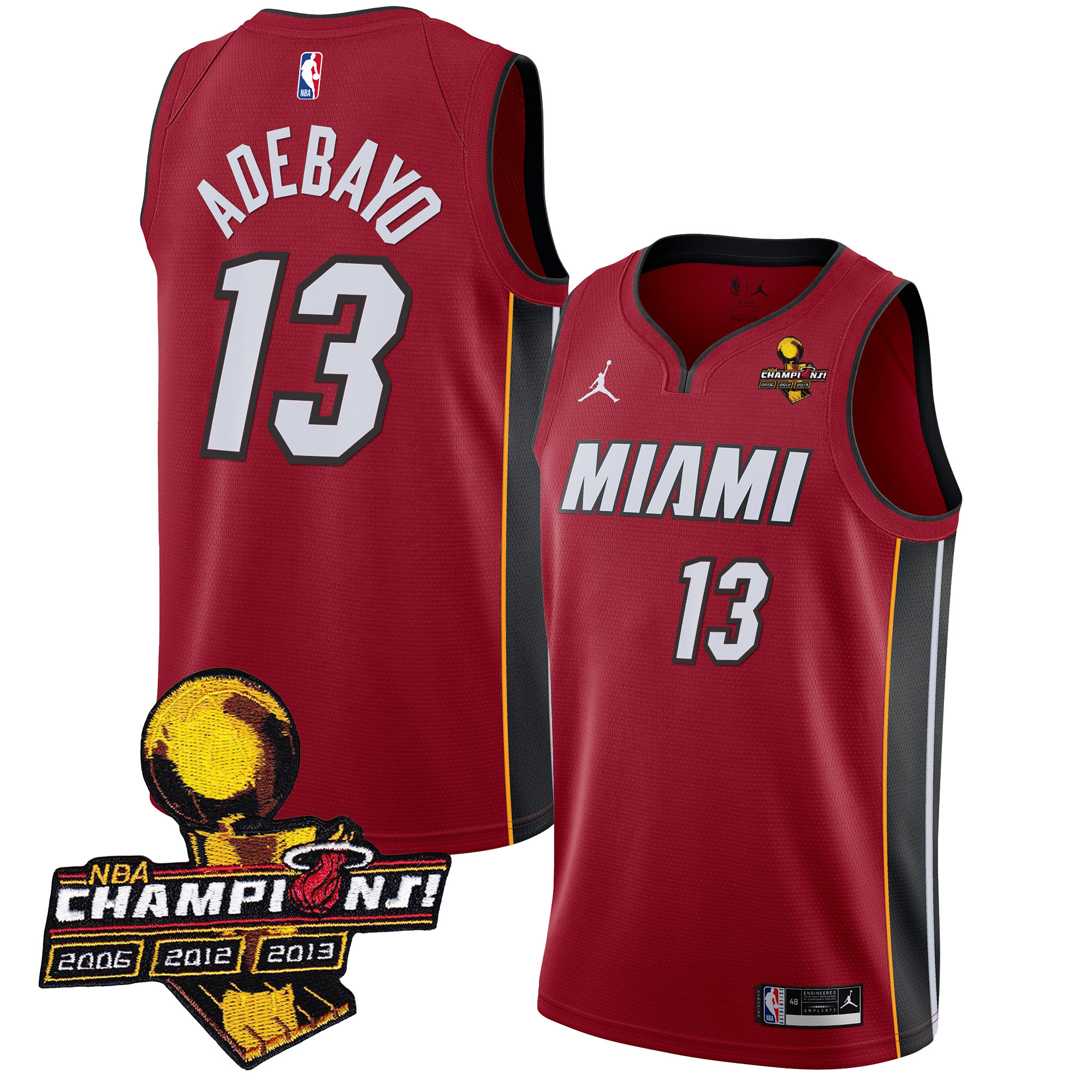Bam Adebayo Men's Miami Heat 3-Time Champions Patch Collection Statement Jersey - All Stitched