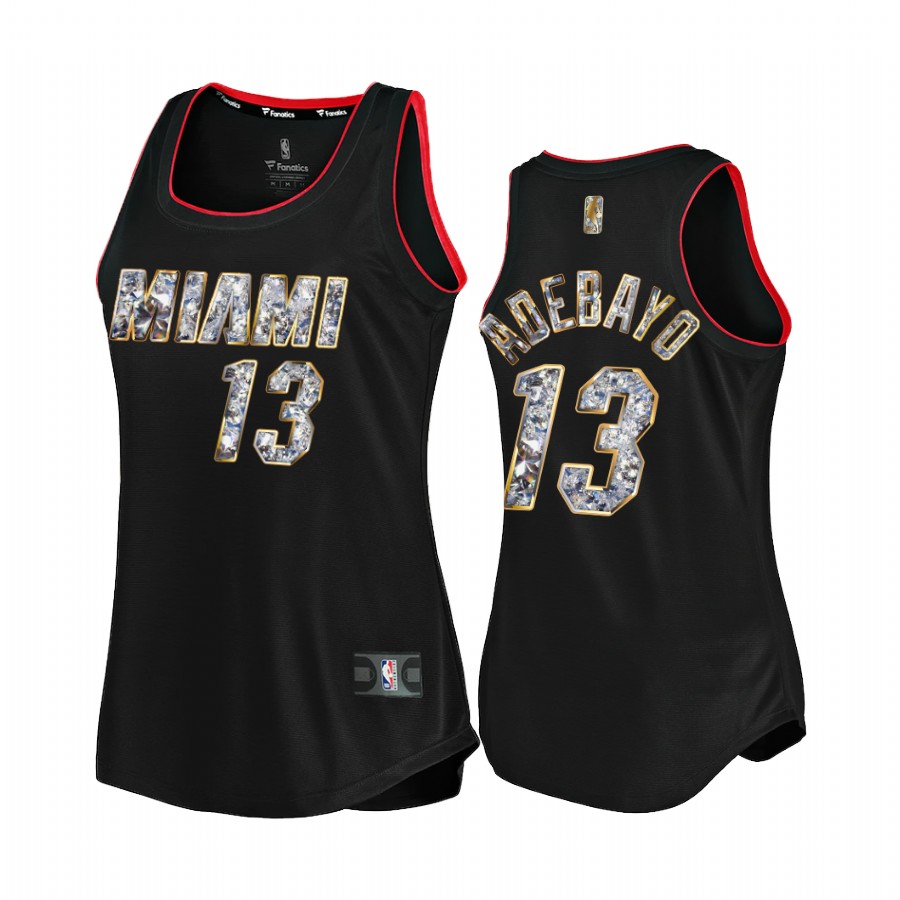 Bam Adebayo Miami Heat #13 Black 75th Diamond Badge Women Jersey