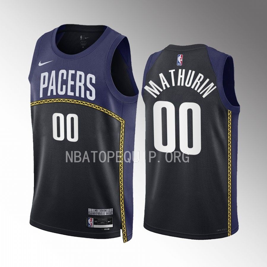 Bennedict Mathurin Indiana Pacers City Edition Black Navy #00 Jersey Swingman