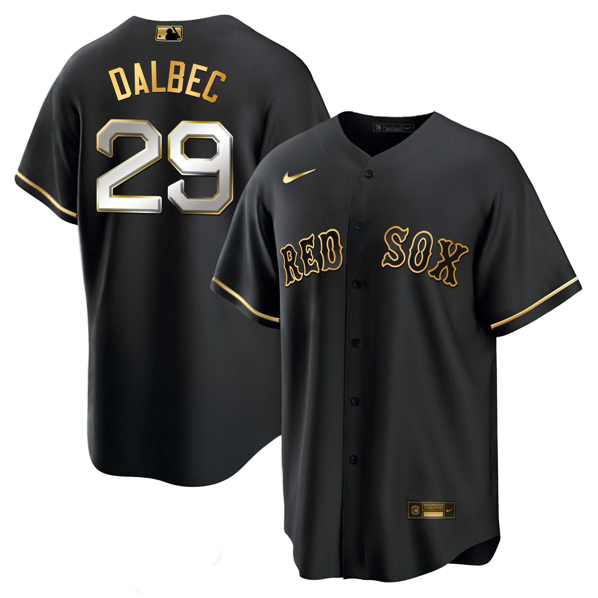 Bobby Dalbec Men's Boston Red Sox Black Limited & Gold Cool Black Limited Jersey - All Stitched