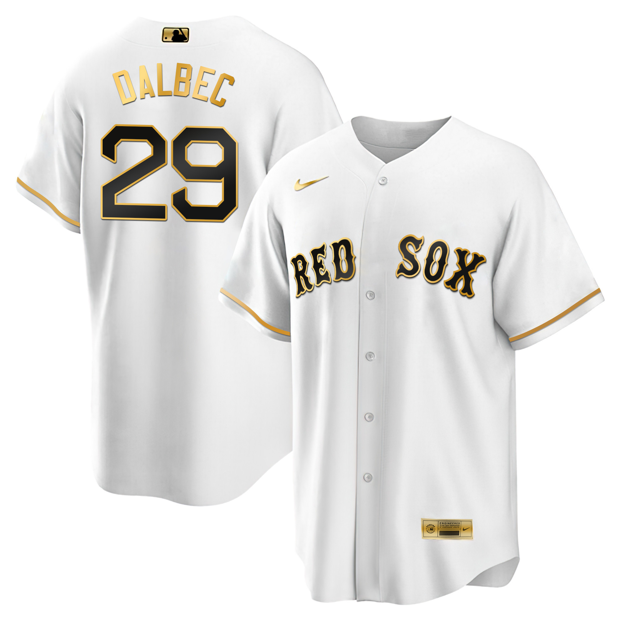 Bobby Dalbec Men's Boston Red Sox Black Limited & Gold Cool White Gold Jersey - All Stitched