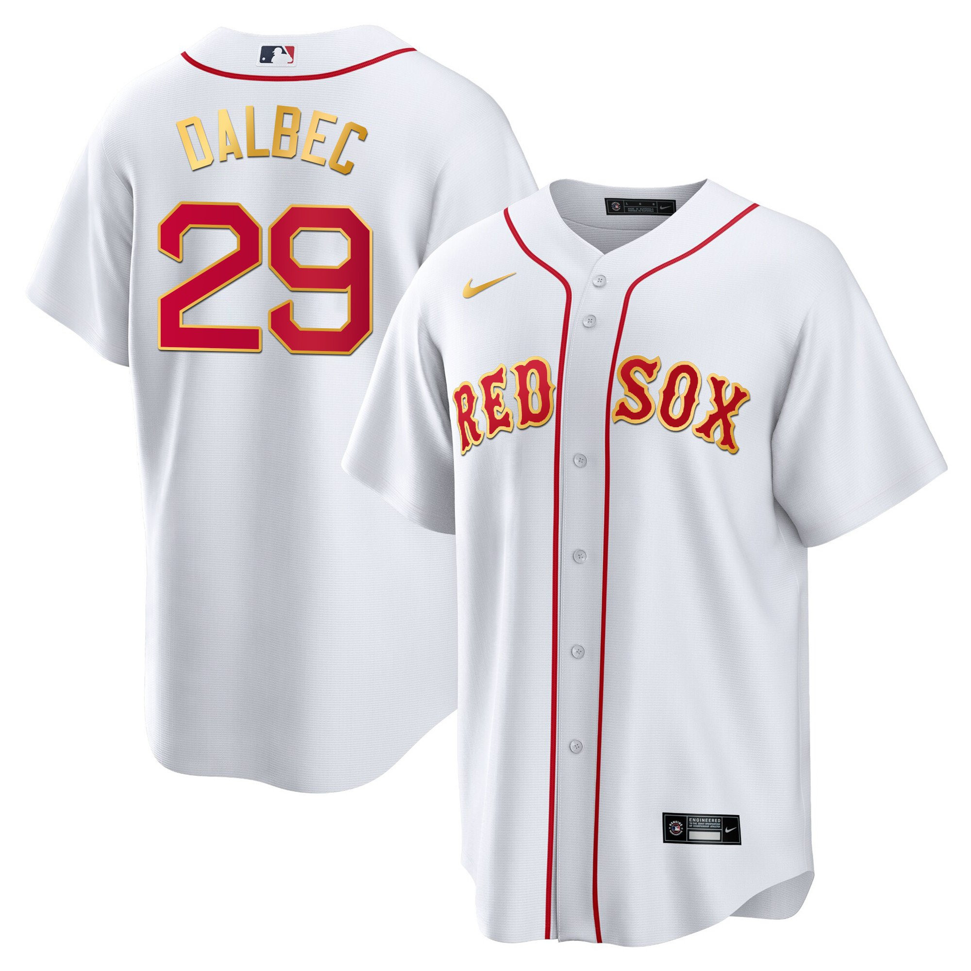 Bobby Dalbec Men's Boston Red Sox Gold Trim Cool White Jersey - All Stitched