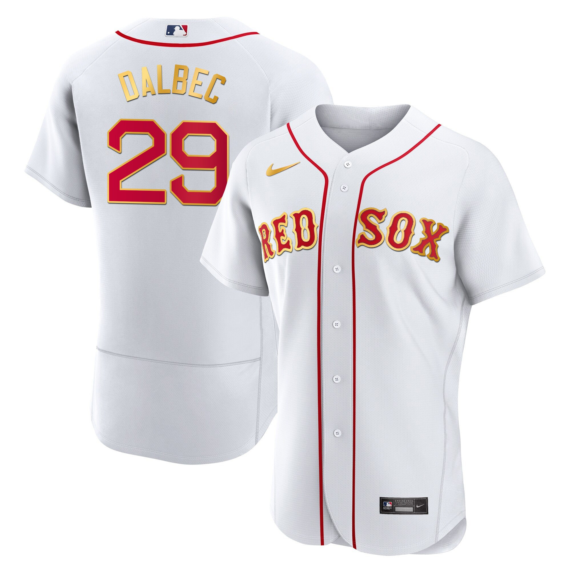 Bobby Dalbec Men's Boston Red Sox Gold Trim Flex White Jersey - All Stitched
