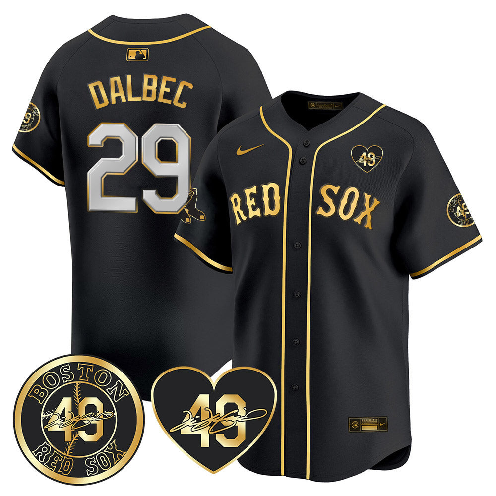 Bobby Dalbec Men's Boston Red Sox Tim Wakefield Memorial Patch Vaper Premier Limited Black Gold Jersey - All Stitched