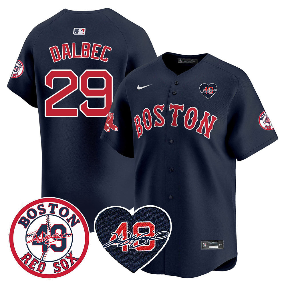 Bobby Dalbec Men's Boston Red Sox Tim Wakefield Memorial Patch Vaper Premier Limited Navy Jersey - All Stitched