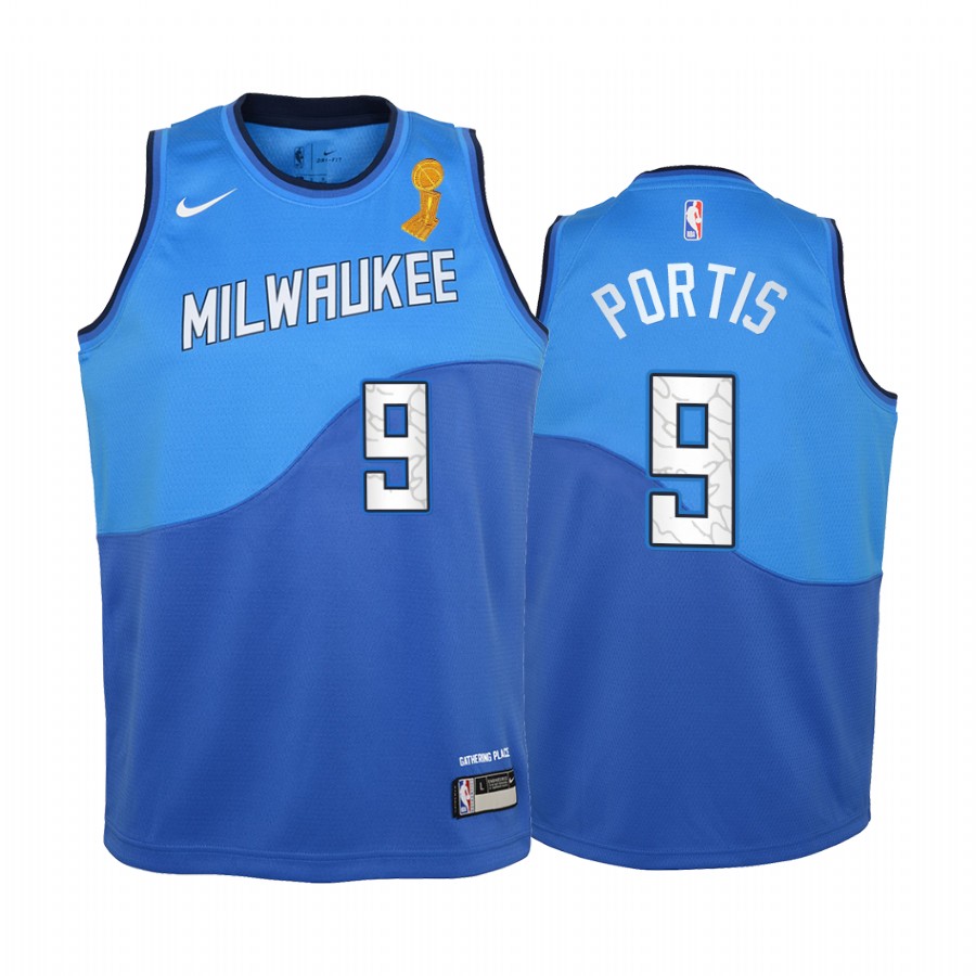 Bobby Portis Milwaukee Bucks Blue Finals Champions Youth Jersey City Edition