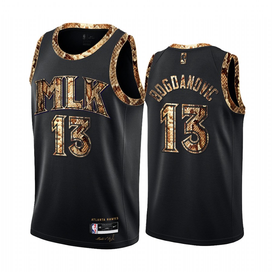 Bogdan Bogdanovic Atlanta Hawks Black Python Skin Jersey Exclusive Edition