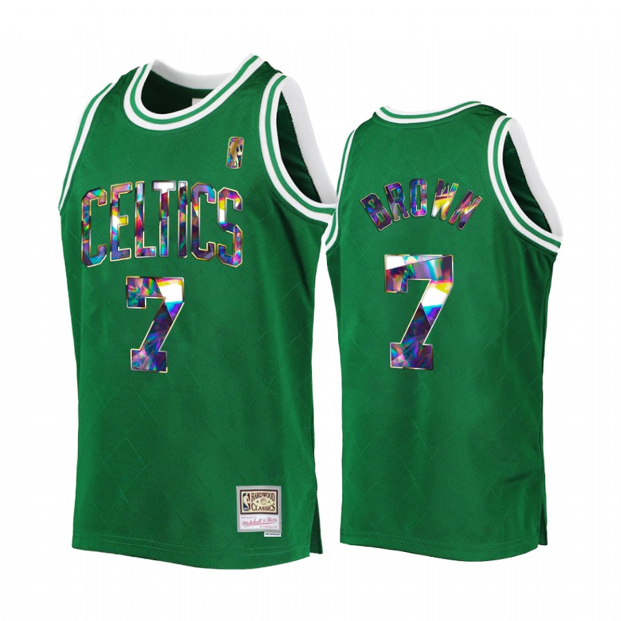 Boston Celtics Jaylen Brown Green 75th Diamond Anniversary Men Jersey Throwback