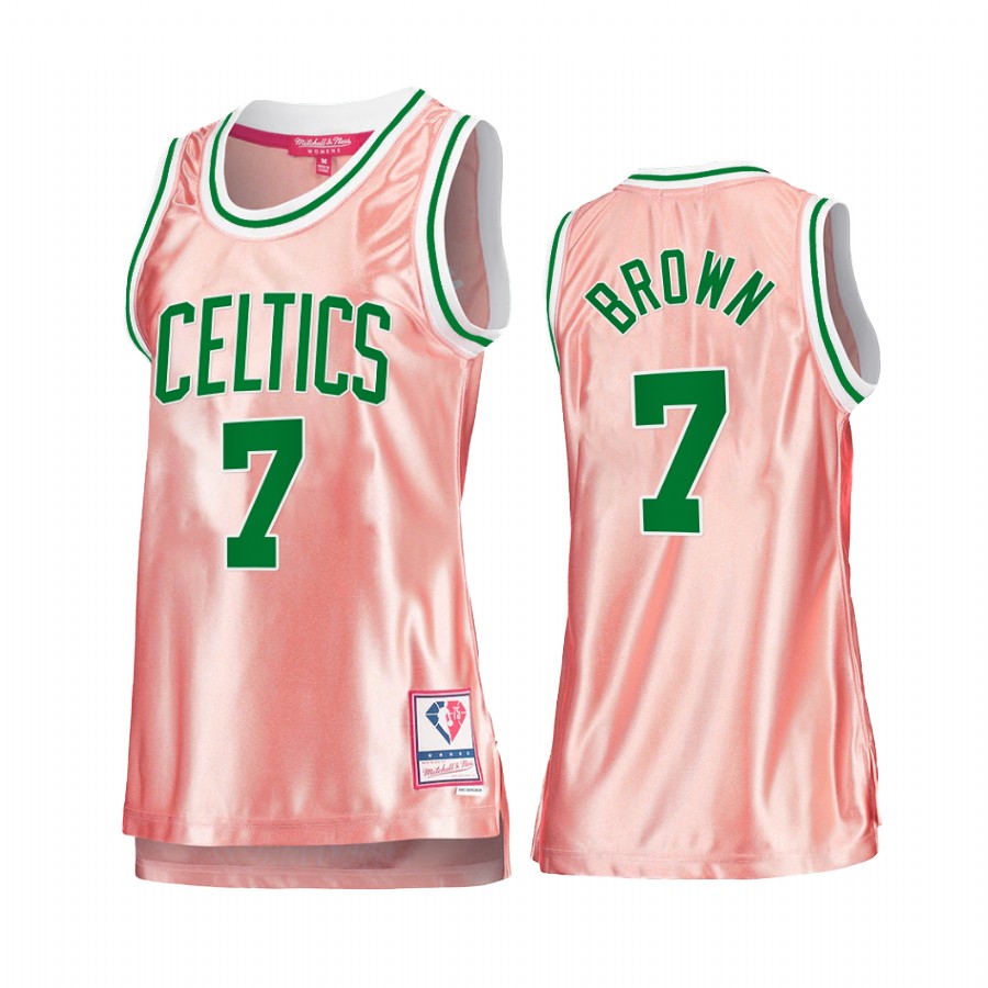 Boston Celtics Jaylen Brown Rose Gold Pink 75th Anniversary Women's Jersey #7