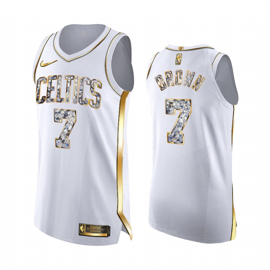 Boston Celtics Jaylen Brown White Diamond Edition Jersey Playoffs #7