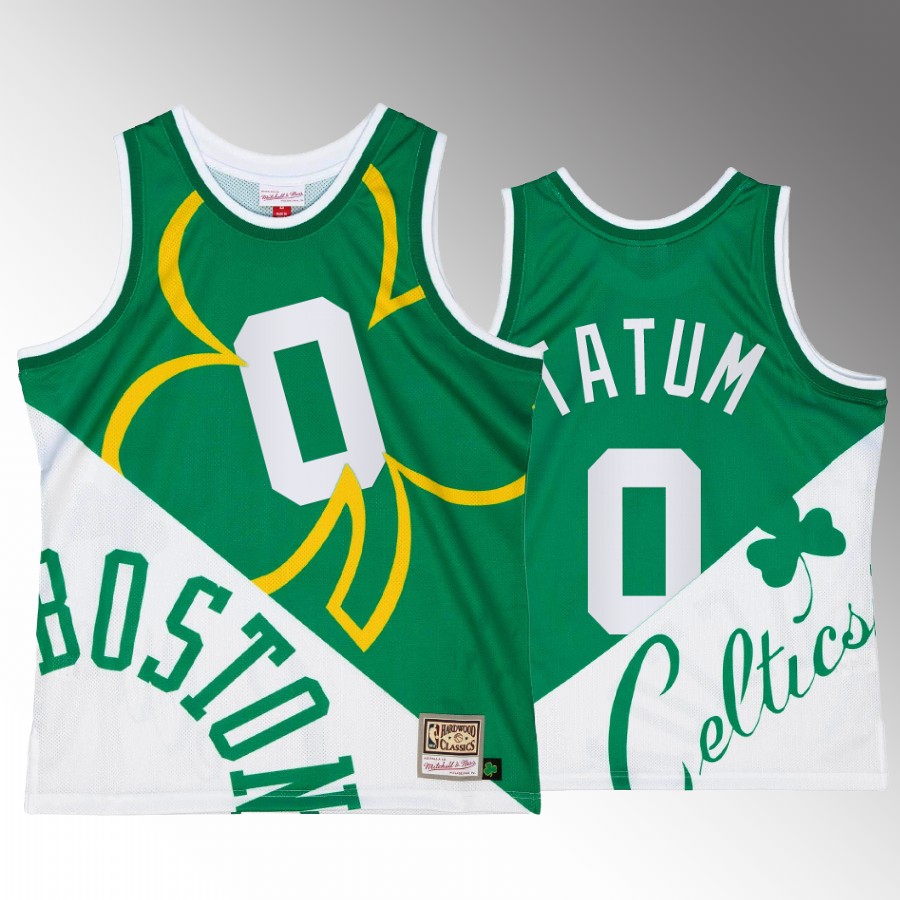 Boston Celtics Jayson Tatum Big Face 5.0 Men's Tank Top Two-Tone Fashion White Green Jersey Shirt