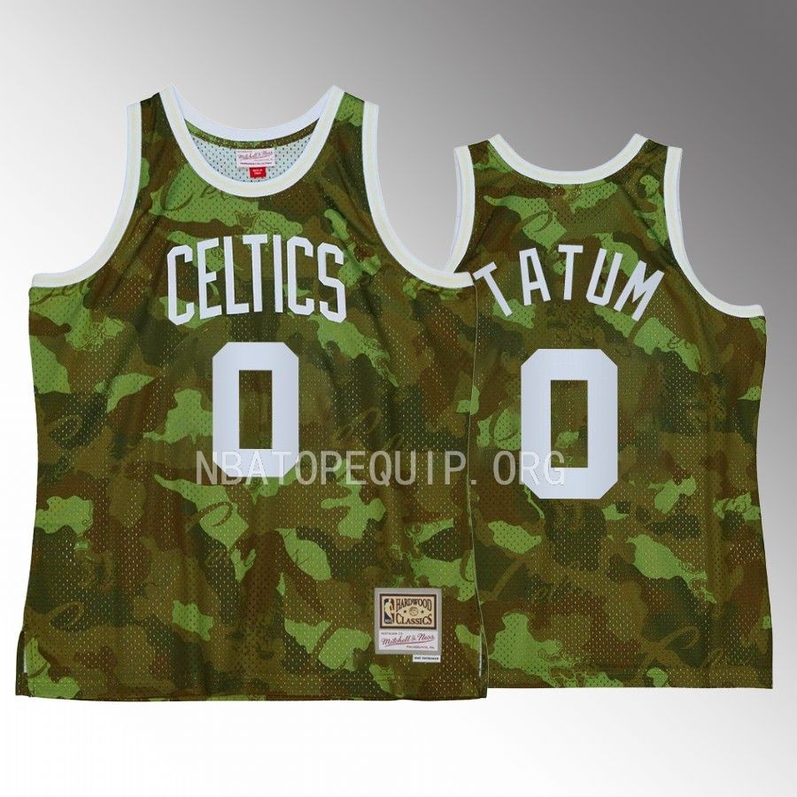 Boston Celtics Jayson Tatum Green Ghost Camo Men Jersey Hardwood Classics