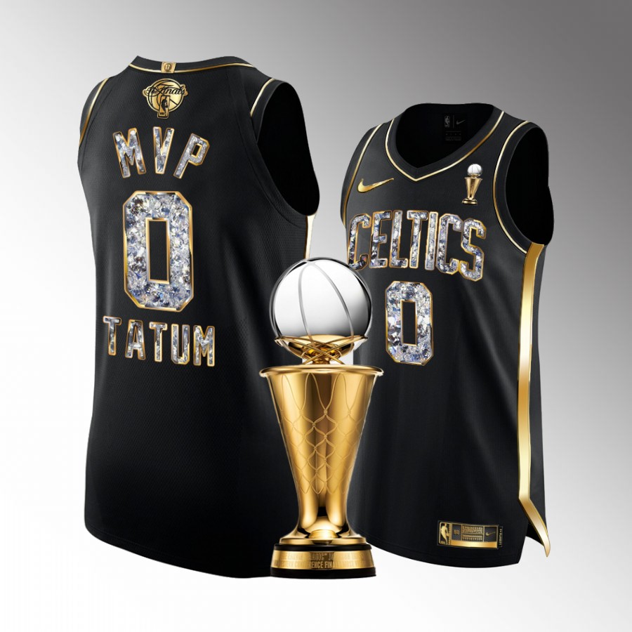 Boston Celtics Jayson Tatum Jersey Larry Bird MVP #0 Black Diamond