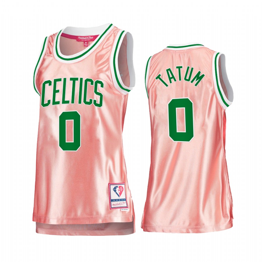 Boston Celtics Jayson Tatum Rose Gold Pink 75th Anniversary Women's Jersey #0