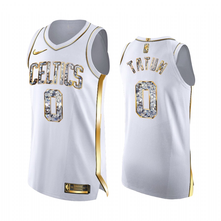 Boston Celtics Jayson Tatum White Diamond Edition Jersey Playoffs #0