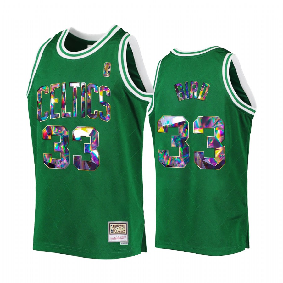 Boston Celtics Larry Bird Green 75th Diamond Anniversary Men Jersey Throwback