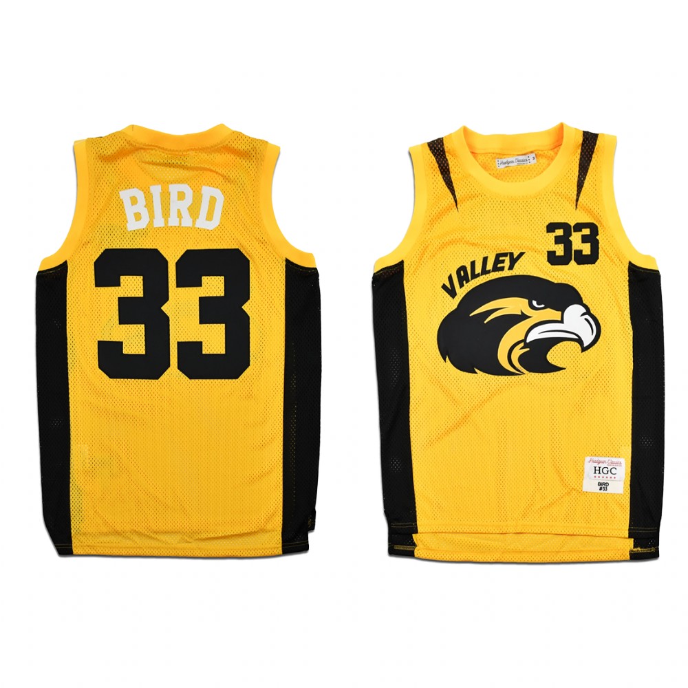 Boston Celtics Larry Bird Yellow Alternate Springs Valley High School Jersey