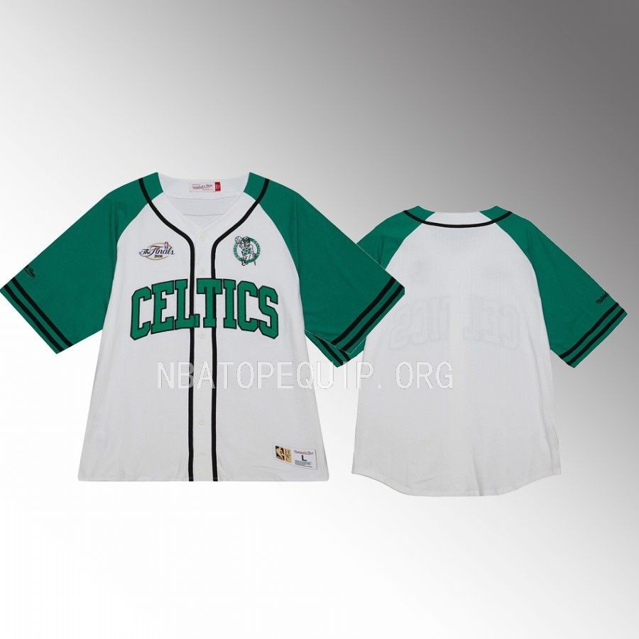 Boston Celtics Mitchell Ness White Baseball Jersey