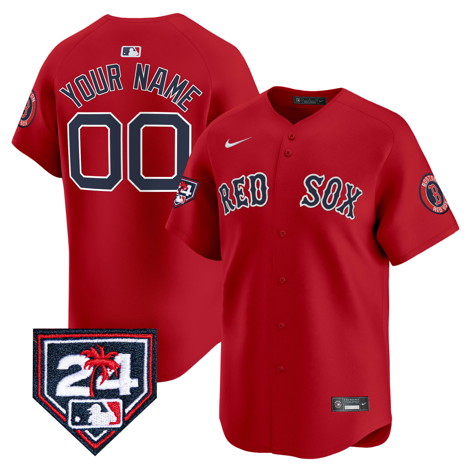 Boston Red Sox Spring Training Patch Vapor Premier Limited Custom Jersey - All Stitched