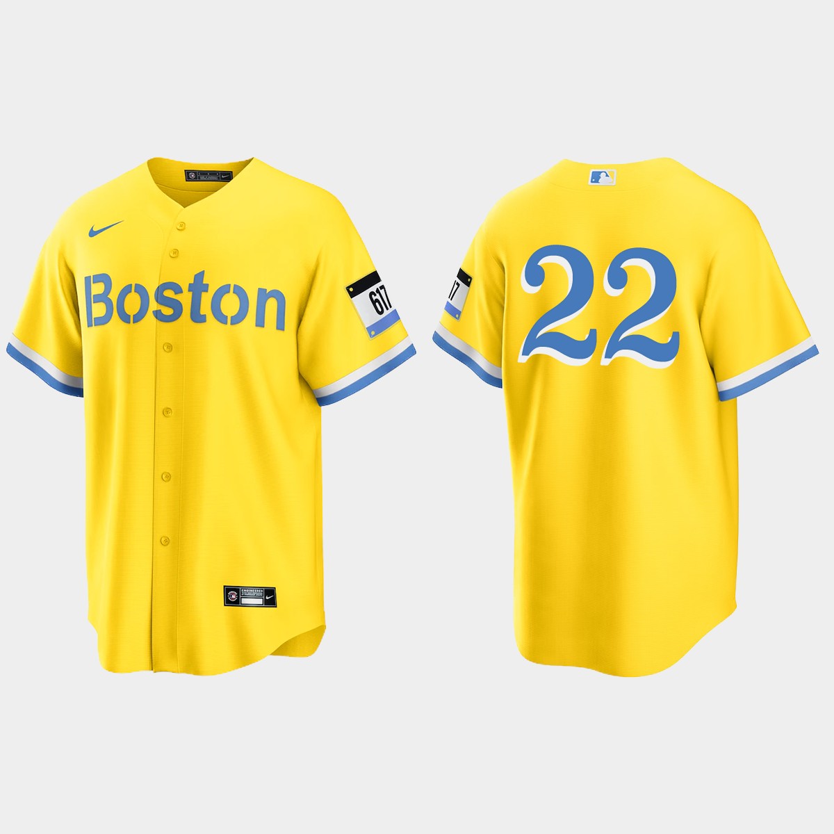 Boston Red Sox #22 Mike Stanley City Connect Jersey - Gold Light Blue
