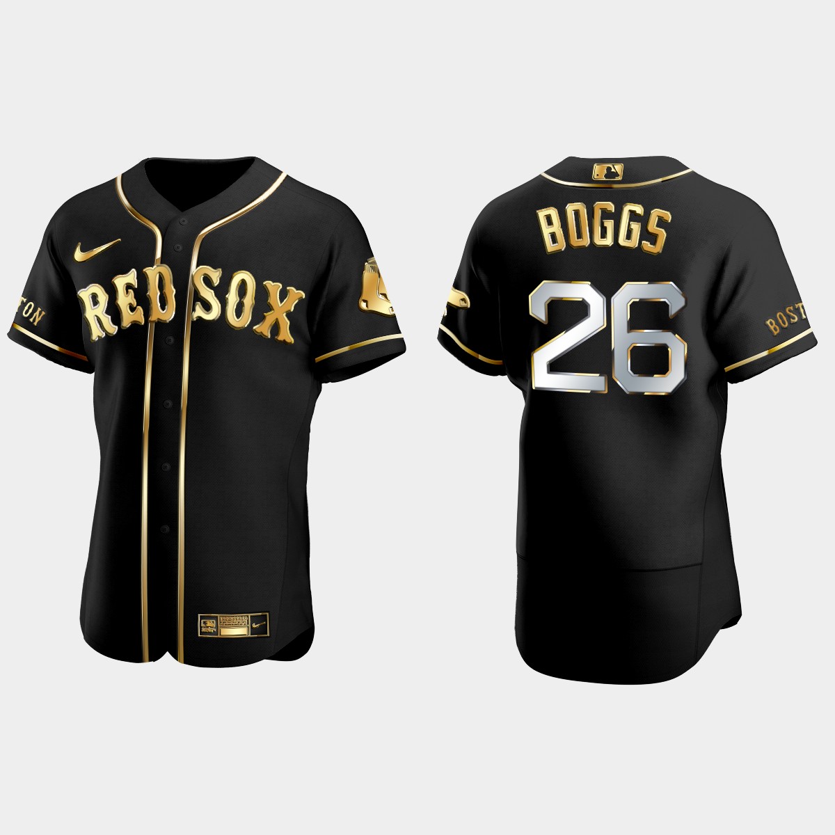 Boston Red Sox #26 Wade Boggs Golden Edition Jersey - Black