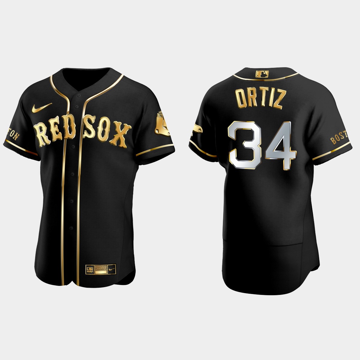 Boston Red Sox #34 David Ortiz Golden Edition Jersey - Black