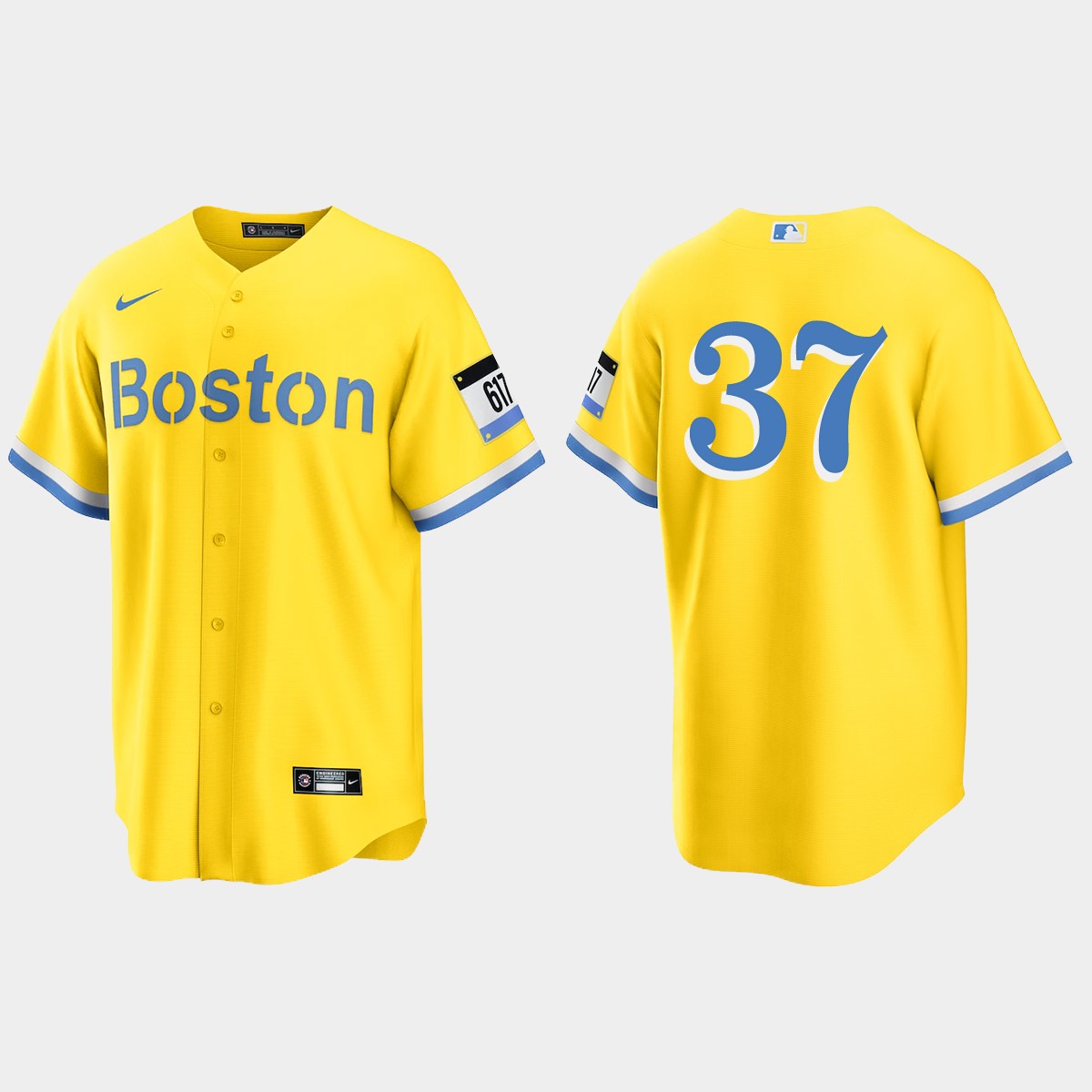 Boston Red Sox #37 Nick Pivetta City Connect Jersey - Gold Light Blue