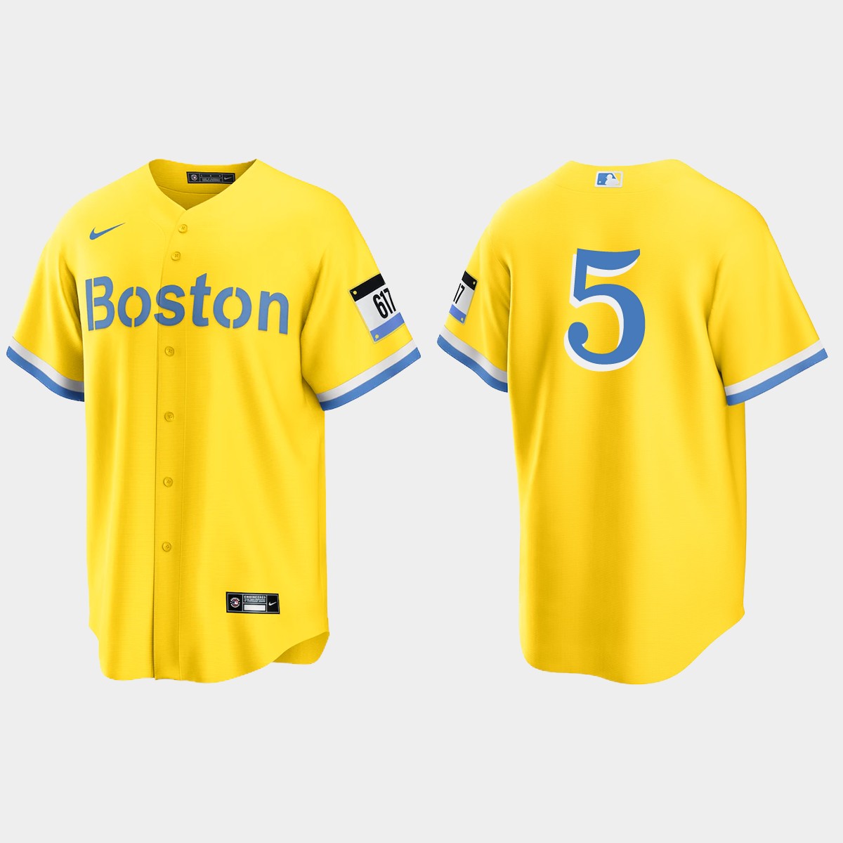 Boston Red Sox #5 Enrique Hernandez City Connect Jersey - Gold Light Blue