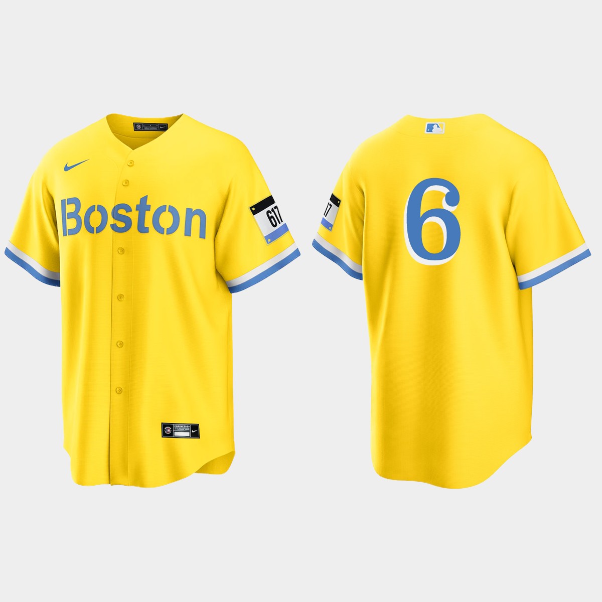 Boston Red Sox #6 Bill Buckner City Connect Jersey - Gold Light Blue