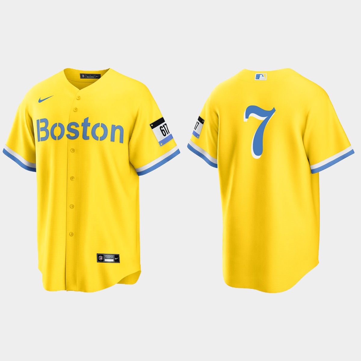 Boston Red Sox #7 Dom DiMaggio City Connect Jersey - Gold Light Blue