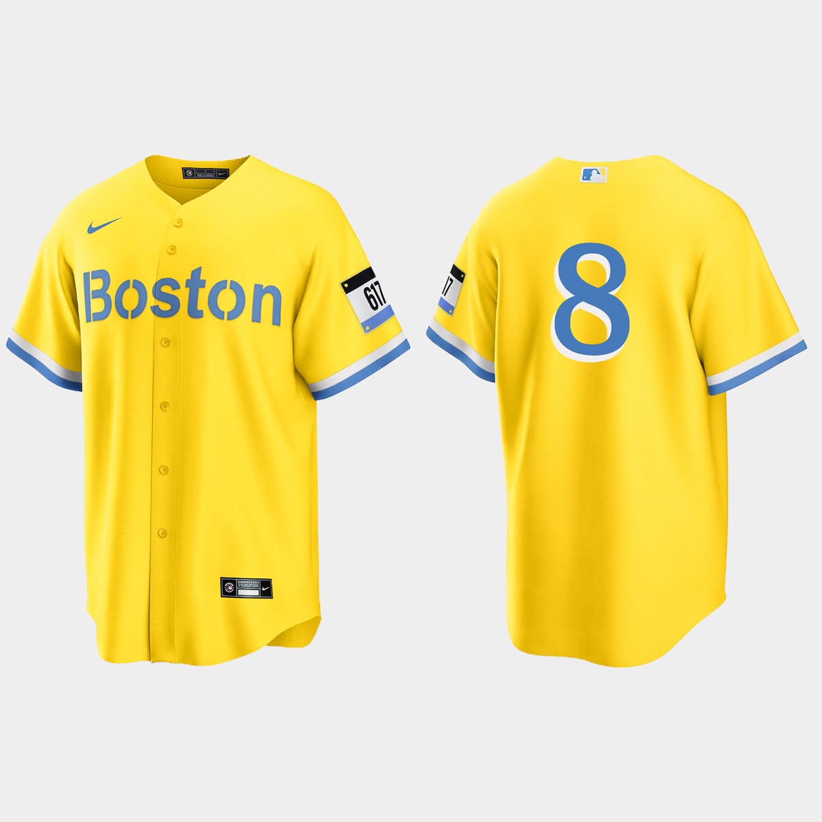 Boston Red Sox #8 Carl Yastrzemski City Connect Jersey - Gold Light Blue