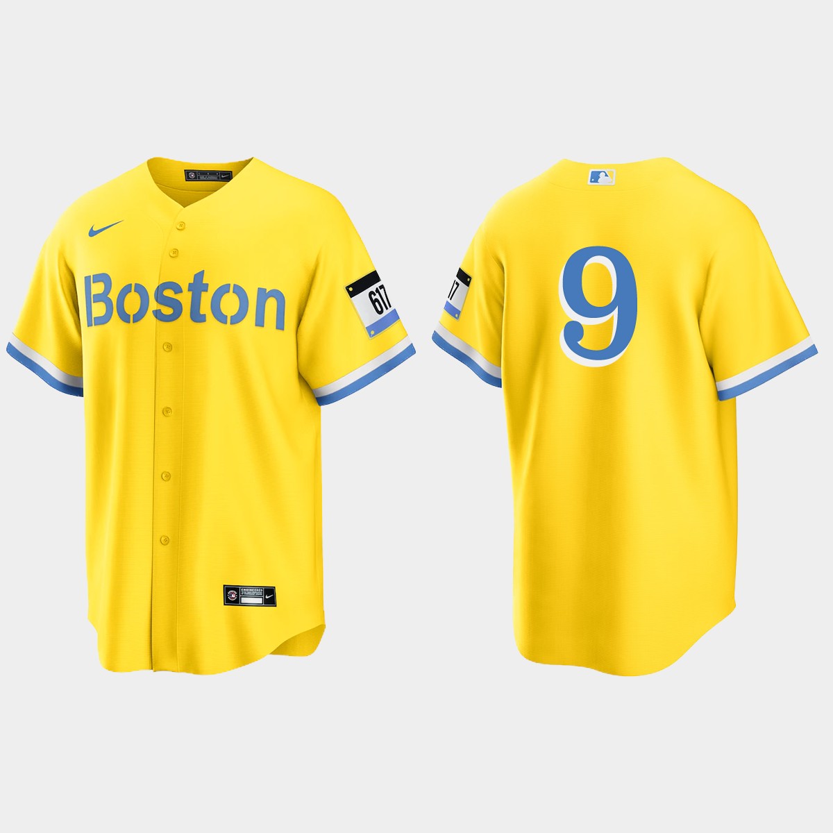 Boston Red Sox #9 Ted Williams City Connect Jersey - Gold Light Blue