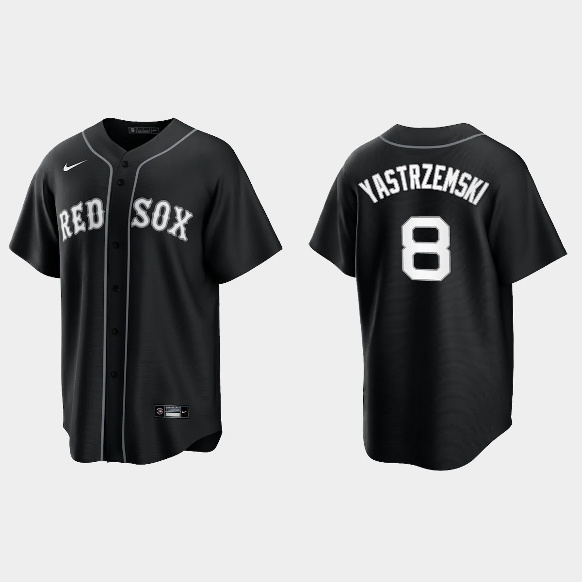 Boston Red Sox Carl Yastrzemski All Black Fashion Jersey - Black White
