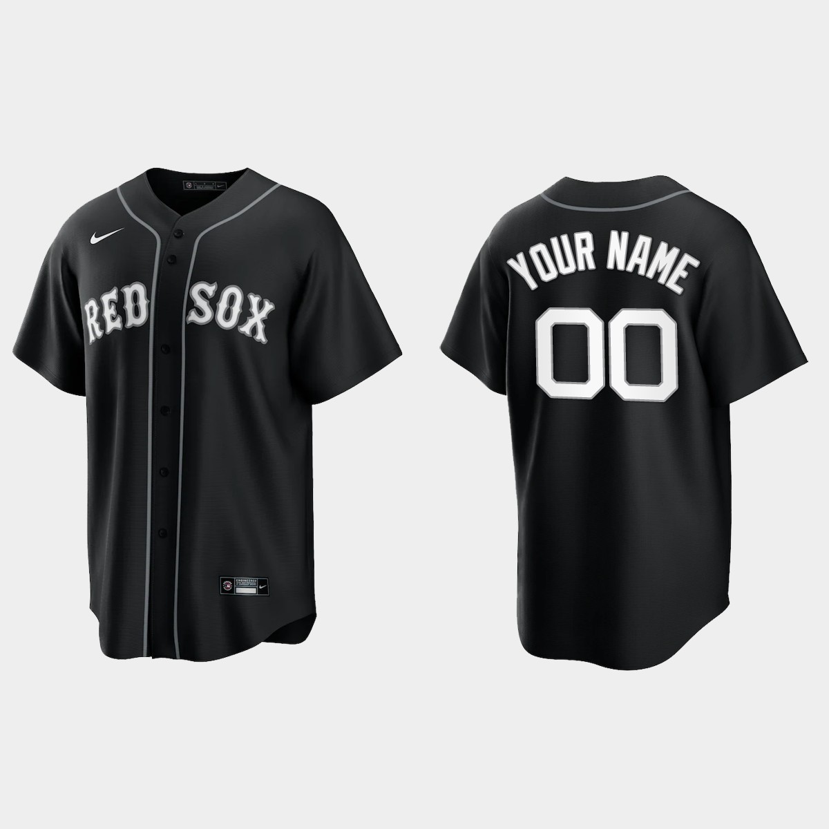 Boston Red Sox Custom All Black Fashion Jersey - Black White