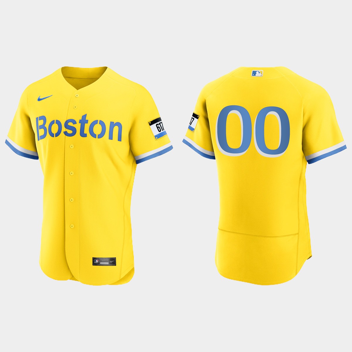 Boston Red Sox Custom City Connect Jersey - Gold Light Blue