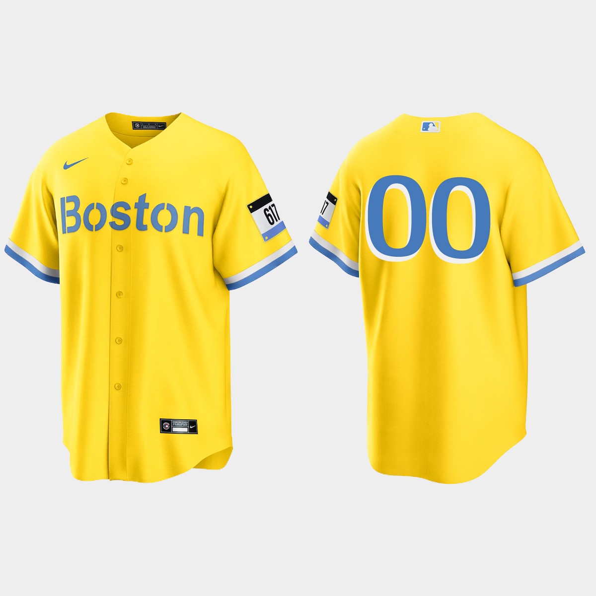 Boston Red Sox Custom City Connect Jersey - Gold Light Blue