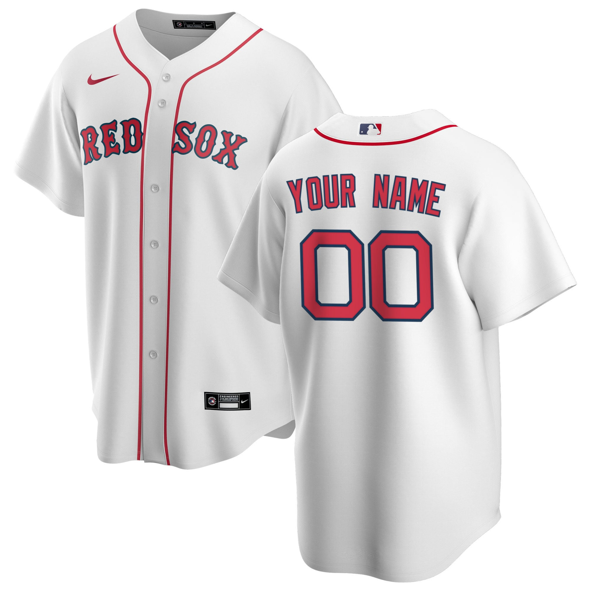 Boston Red Sox Home Replica Custom Jersey - White Custom Jerseys 