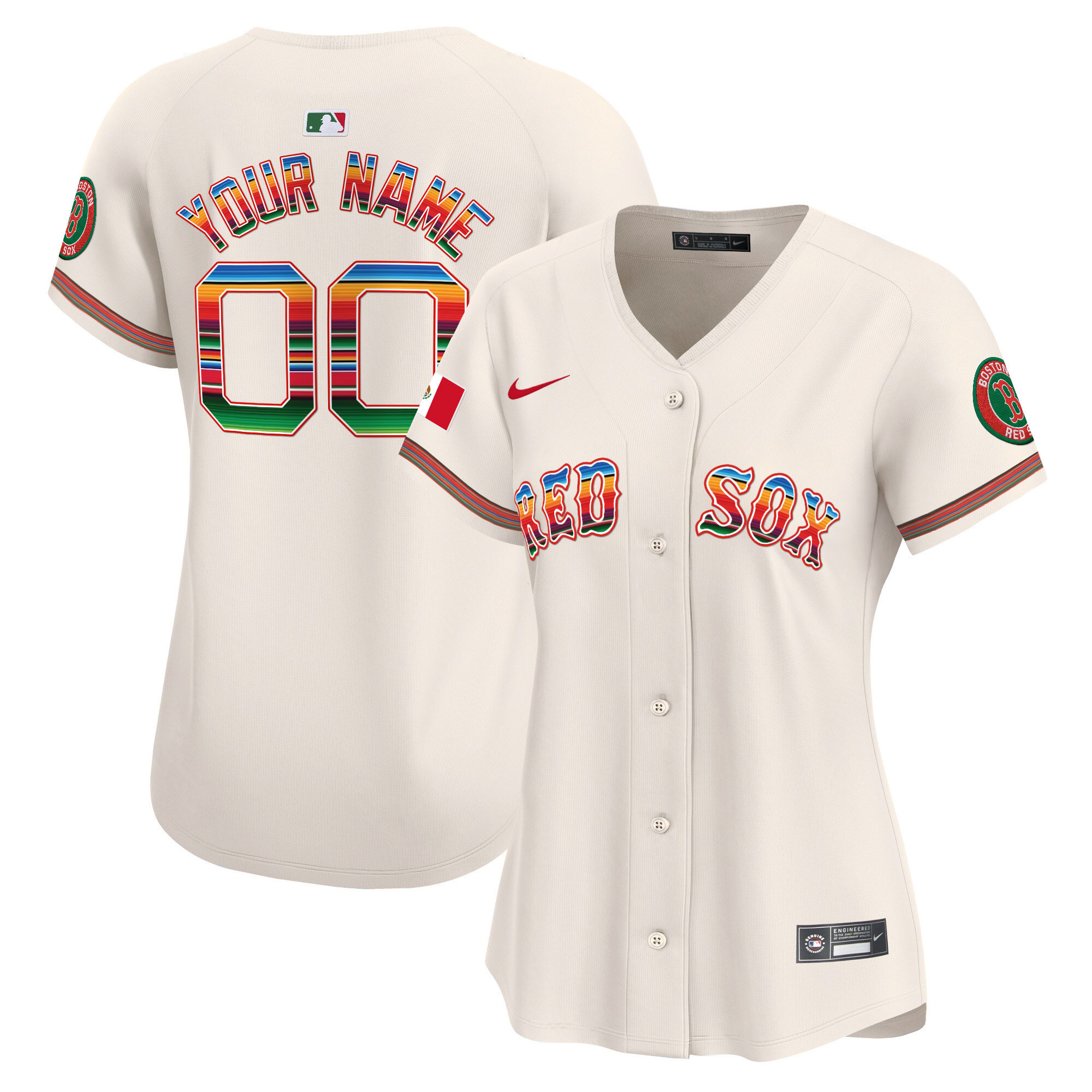 Boston Red Sox Mexico Vapor Premier Limited Custom Cream Jersey - All Stitched
