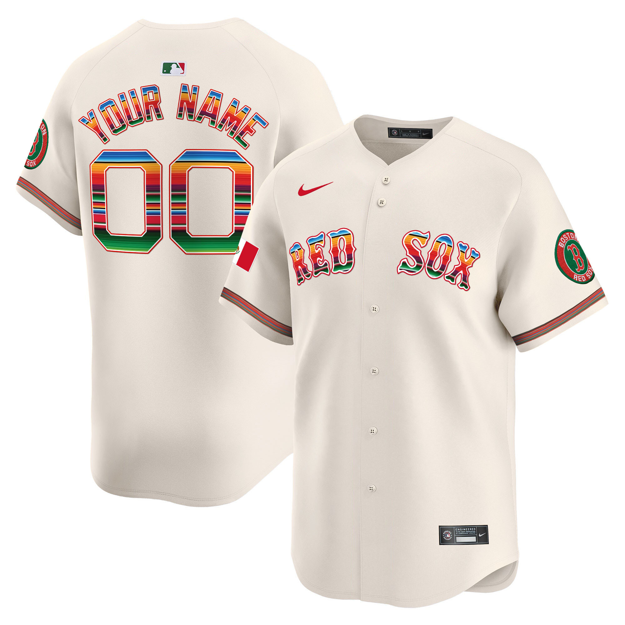 Boston Red Sox Mexico Vapor Premier Limited Custom Cream Jersey - All Stitched