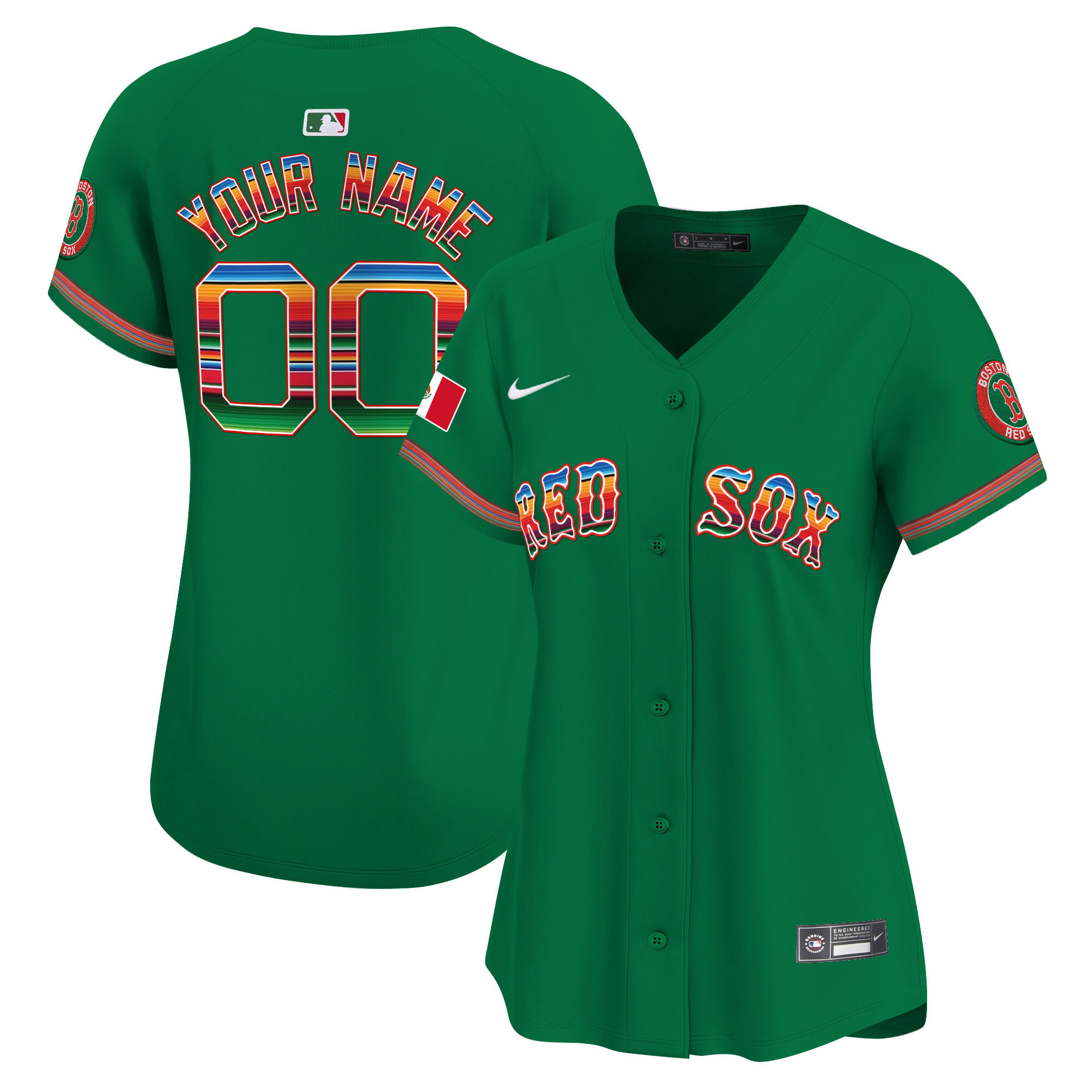 Boston Red Sox Mexico Vapor Premier Limited Custom Green Jersey - All Stitched