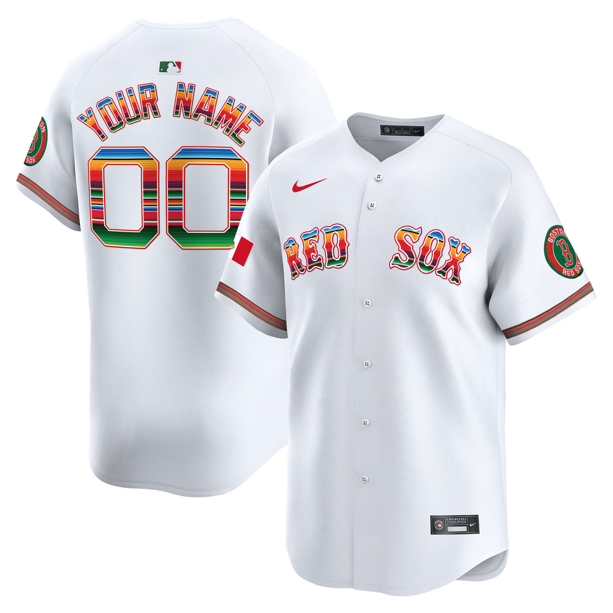 Boston Red Sox Mexico Vapor Premier Limited Custom White Jersey - All Stitched