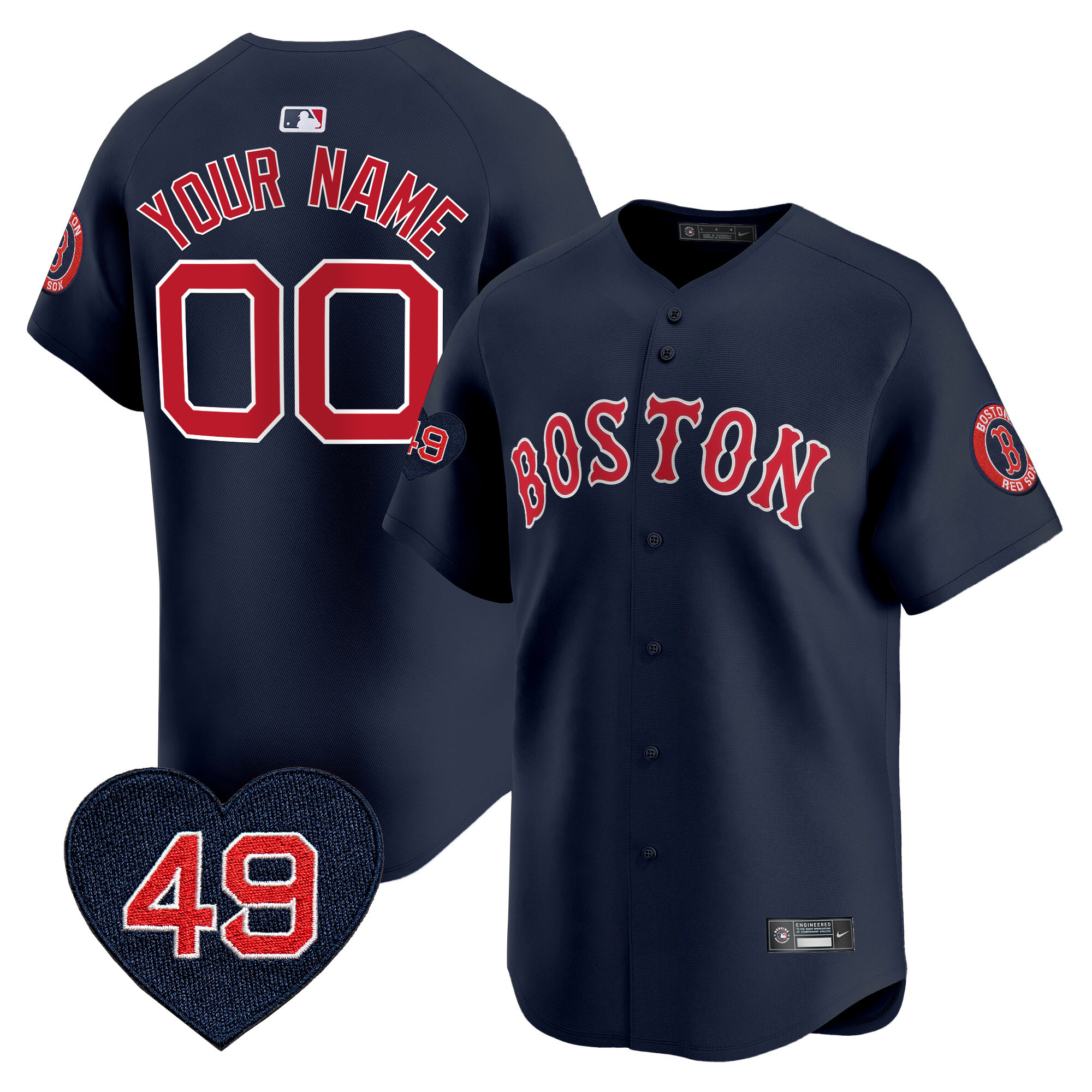 Boston Red Sox Tim Wakefield Patch Vapor Premier Limited Custom Navy Jersey - All Stitched