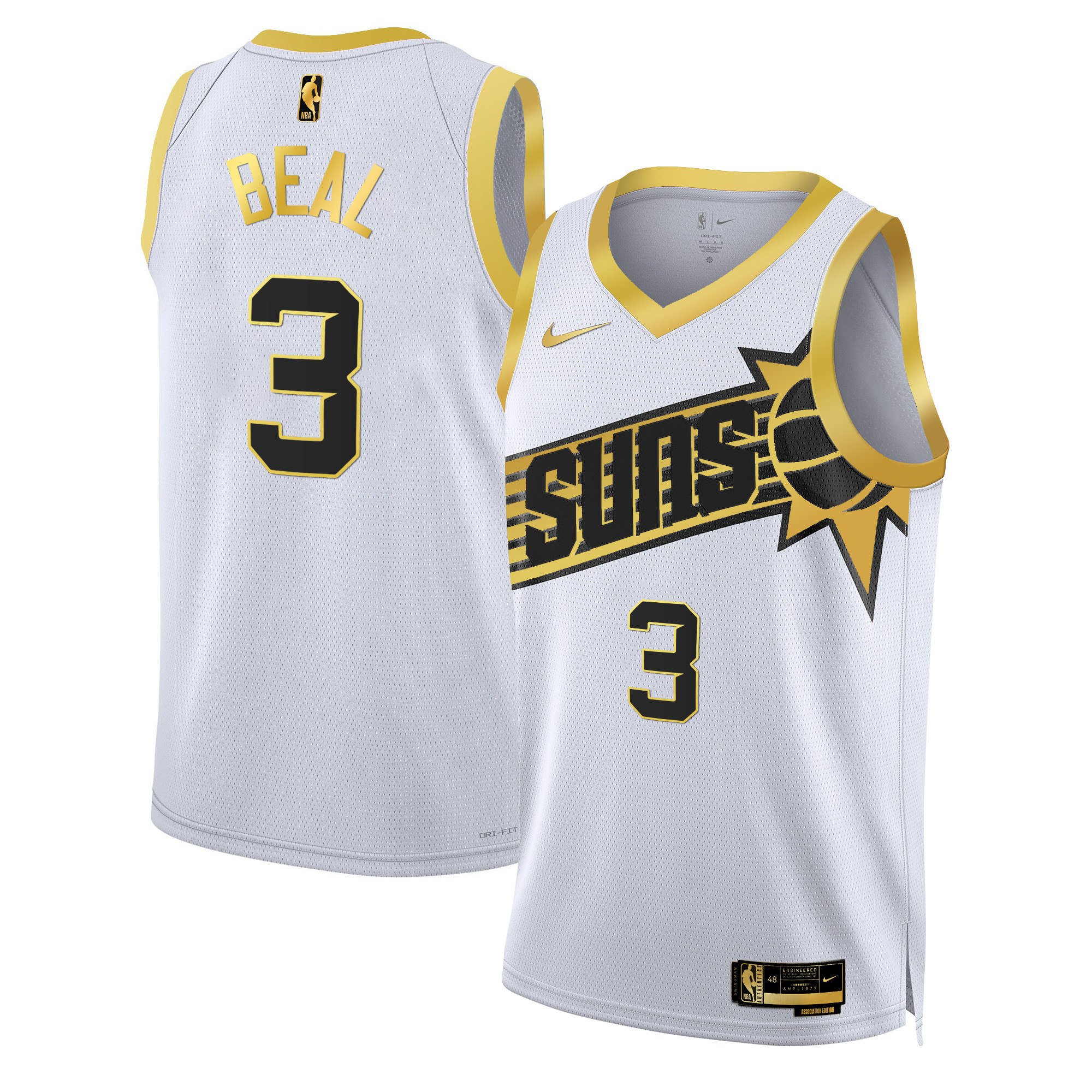Bradley Beal Men's Phoenix Suns Swingman White Gold Jersey - All Stitched