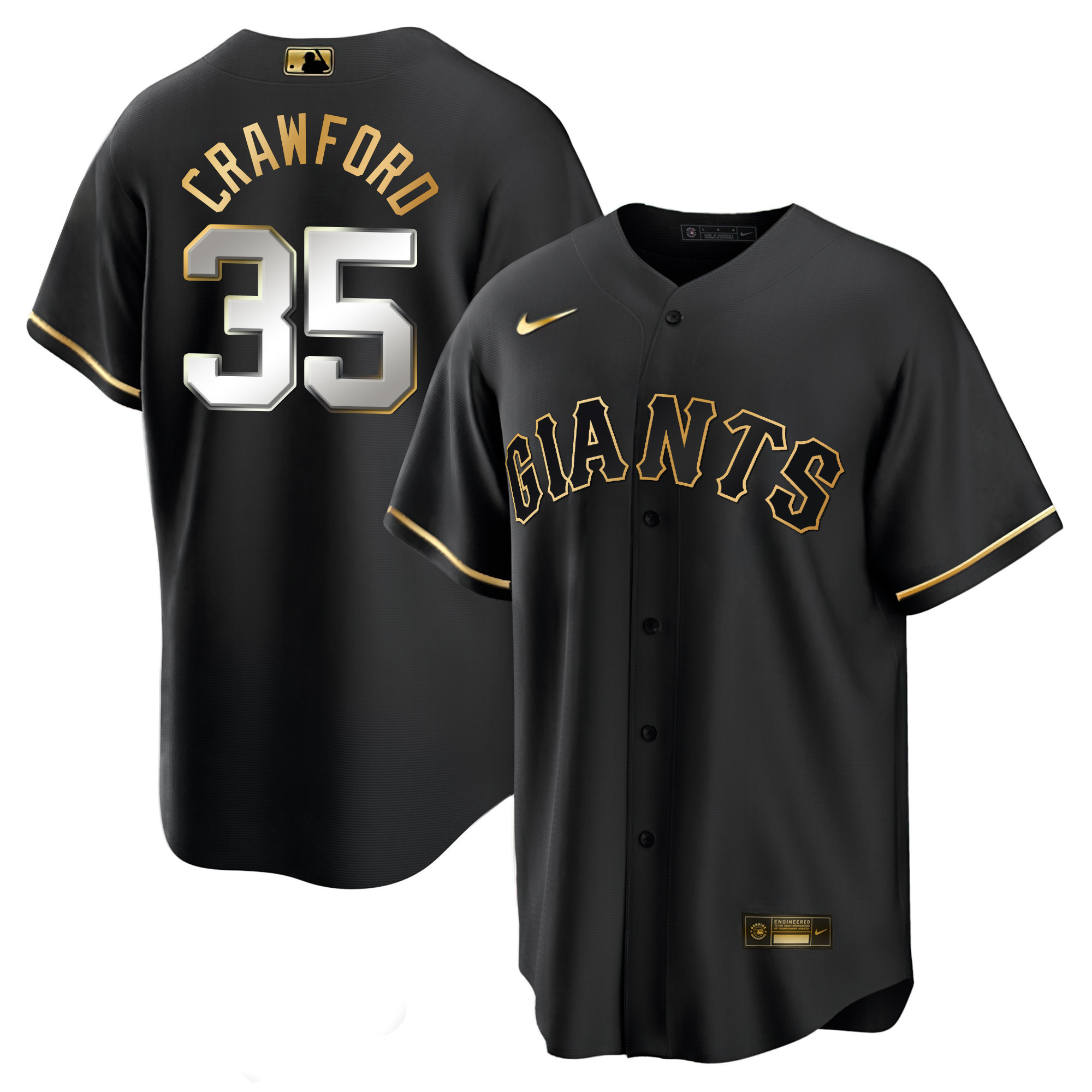 Brandon Crawford Men's San Francisco Giants Black Limited & Gold Cool Black Limited Jersey