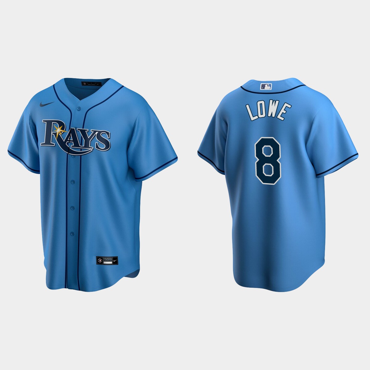 Brandon Lowe #8 Tampa Bay Rays Alternate Jersey - Light Blue