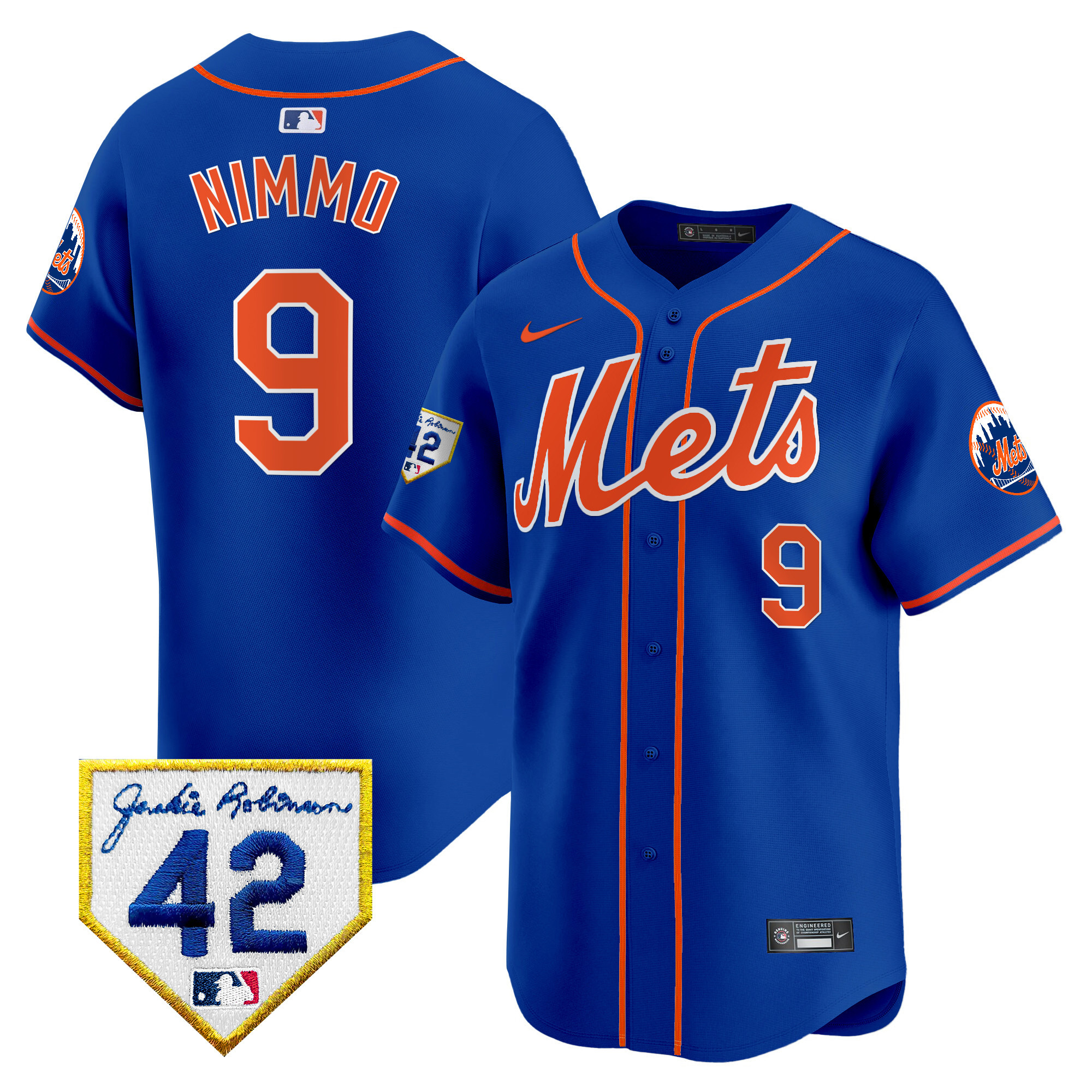 Brandon Nimmo Men's New York Mets Jackie Robinson Patch Vapor Premier Limited Royal Jersey